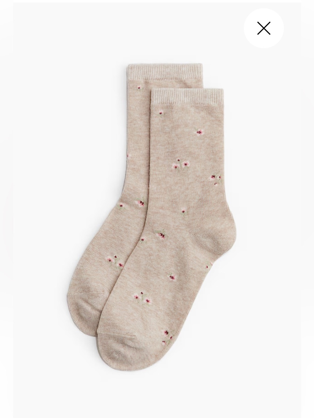 H&M Floral socks tan beige pink flower print h & m